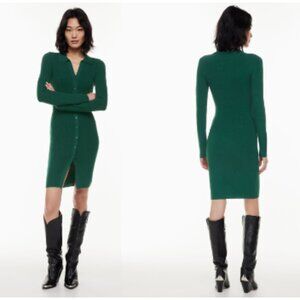Wilfred Aritzia Cove Dress Button-Up Sweater Dress Green Women's XL